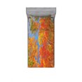 thumbnail image 2 of Leaves Bedding Set with Sheet & Covers, Falls Colors National Country Park Nature Observation Base Perspective Photo, Printed Bedroom Decor 2 Shams, 4 Sizes, Orange Blue Green, by Ambesonne, 2 of 3