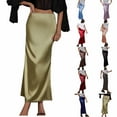thumbnail image 2 of PUMISAS Elegant Satin Skirts For Women Soft Comfortable Elastic Waist Skirts Casual Loose Long Skirts Solid Color Summer Skirts, 2 of 7