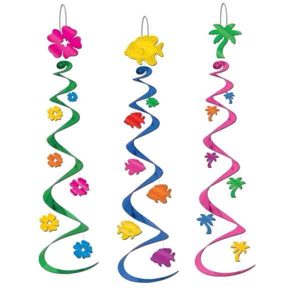 Beistle Luau Party Hanging Whirls Decoration (Case of 18)