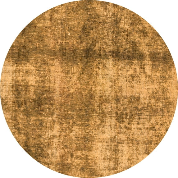 Ahgly Company Indoor Round Abstract Orange Modern Area Rugs, 8' Round