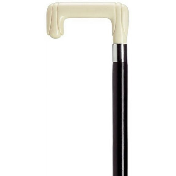 Walking Cane Carved Square Cane Black Maple Shaft, Simulated Ivory Handle
