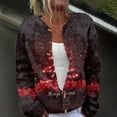 thumbnail image 2 of Women's Fashion Christmas Printed Long Sleeve Knitted Cardigan Button Down Jacket for Holiday Casual Wear and Women's Outerwear with Festive Design,Navy,M, 2 of 6