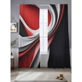 thumbnail image 2 of Abstract Stitching Sheer Curtains for Living Room Bedroom, Light-filtering Sheer Curtain, Red Black Gary Water Ripple Stripe Rod Pocket Voile Window Treatment Drapes, 52’’Wx84’’L, 2 Panels Set, 2 of 7