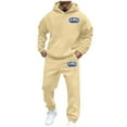 thumbnail image 3 of Mens Track Suits 2 Piece Set 2025 Fall Winter Tracksuits Comfy Casual Athletic Set Men's Fashion, Beige, Size XL, 3 of 7