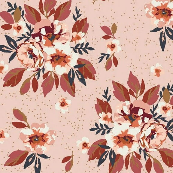 Pink floral fabric - Togetherness at Heart AGF Homebody cotton Sold by the Quarter Yard