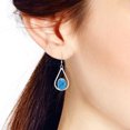thumbnail image 3 of Bali Style Teardrops Oval Blue Turquoise .925 Sterling Silver Dangle Earrings, 3 of 5
