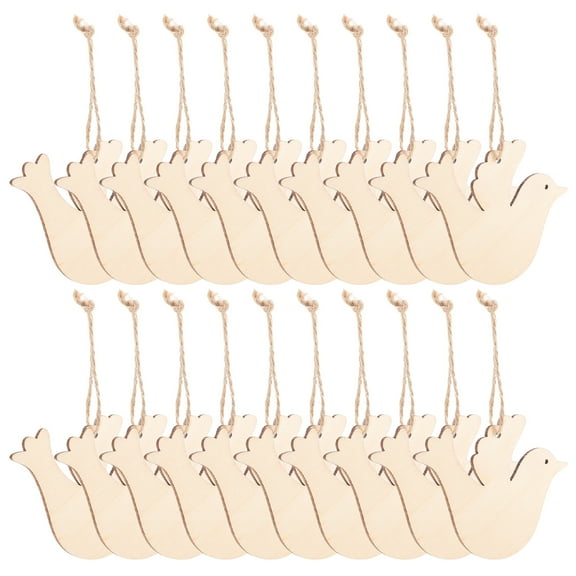 20 Pcs Wooden Hanging Bird Cutouts Small Birds for Crafts Doves