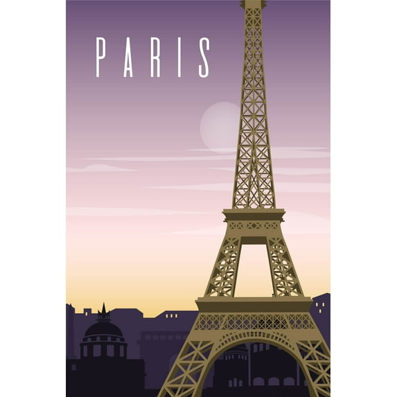 EzPosterPrints - Retro World Famous City Posters - Decorative, Vintage, Retro, Grunge Travel Poster Printing - Wall Art Print for Home Office - PARIS-3, FRANCE - 48X32 inches