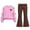 Coffee, variant on CYRBOKO Girls Long Sleeve Top and Flared Pants Sets, Stretchy Casual 2-Piece Pullover Kids Outfit Set Gray Size 10-12 T