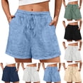 thumbnail image 2 of longantii Shorts for Women Trendy Summer Casual Loose Comfy Elastic Waist Drawstring Shorts with Pockets Beach Vacation Clothes Sky Blue L, 2 of 7