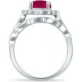thumbnail image 6 of Two Piece Round Halo Floral Ring Ruby Cubic Zirconia 925 White Tone Sterling Silver, Size 9, 6 of 6
