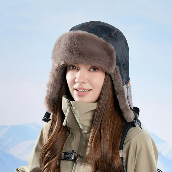 Pisexur Trapper Hat Winter Cozy Plush Winter Hats for Men Windproof Full Hood Earflap Hat Warm Cold Proof Ski Winter Hat Soft Fleece Thickened Mens Hats Gray