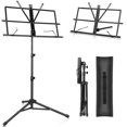 thumbnail image 2 of Metal Sheet Music Stand, with Tripod Base & Sheet Music Folder -Black, 2 of 5