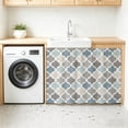 thumbnail image 3 of Teal Blue Grey Geometric Cabinet Curtains 28"W x 35"L, Dustproof Sink Skirt Curtain for Kitchen Bathroom, Morocco Abstract Art Adhesive Desk Skirt Short Curtains for Laundry Room Closet Shoe Rack, 3 of 8