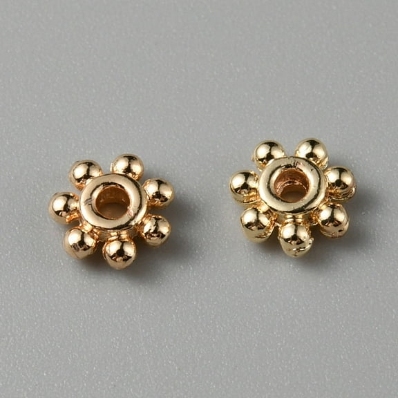 Alloy Spacer Beads Flower Light Gold 5x1.5mm Hole: 1mm