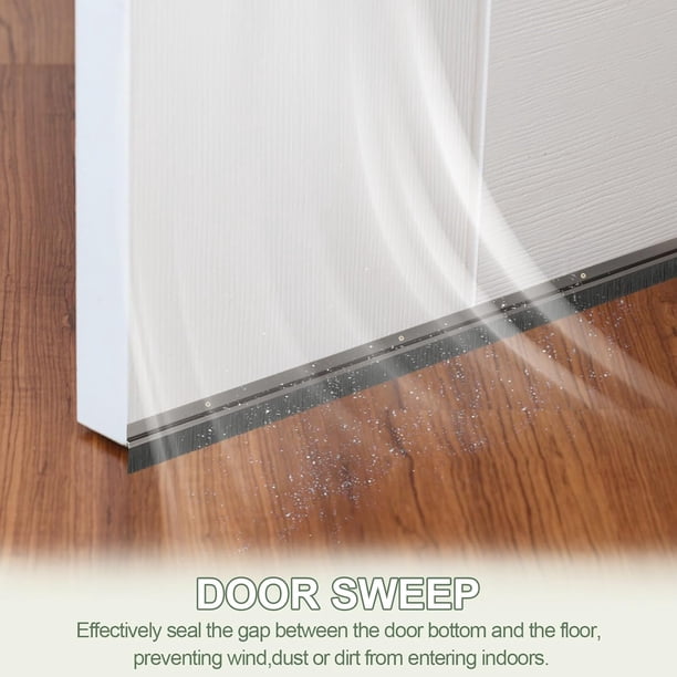 YELARXI Door Bottom Brush Sweep – 39-Inch Aluminum Alloy Strip With Black PP Bristles, Self-Adhesive Or Screw-On, Seals Gaps & Blocks Drafts