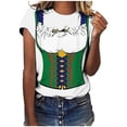 thumbnail image 2 of Pompotops Blouse Décontractée Mode Femme Imprimé Oktoberfest Col Rond T-Shirt Blouse Imprimée Tee Liquidation, 2 of 5