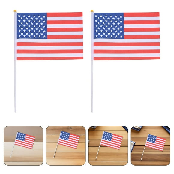 OUNONA 15Pcs Handheld American Flags Small Us Flag on Stick Vibrant Red White Blue for Holiday Celebrations