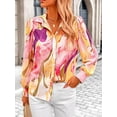 thumbnail image 5 of PRETTYGARDEN Women's Floral Blouses Dressy Casual V Neck Button Down Shirts Lantern Long Sleeve Boho Chiffon Spring Tops, 5 of 10