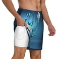 thumbnail image 2 of Sigee Butterflies And Waterlily In Water Print Mens Swim Trunks with Compression Liner Quick Dry Swim Stretch Beach Shorts with Pockets,S-3XL, 2 of 7