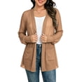 thumbnail image 2 of Women's Open Front Chiffon Cardigan Long Sleeve Elastic Cuff Casual Lightweight Cover up with Pockets for Summer Beach Vacation Khaki M, 2 of 6