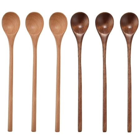 

6 Pcs Wooden Spoon Long Handle Wood Spoons Mixing Stirring Soup Coffee Iced Tea Spoon Used for Kitchen Mixing Cooking