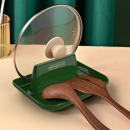 

Pot Lid Holder Utensil Spoon Rest with Drip Pad Heat-Resistant Kitchen Gadget
