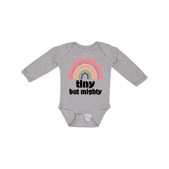 Inktastic Tiny but Mighty Rainbow Nicu Girls Long Sleeve Baby Bodysuit