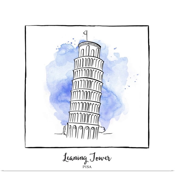 Great BIG Canvas | Rolled Inner Circle Poster Print entitled Leaning Tower - Brushstroke Buildings