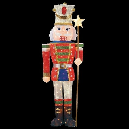 Home Accents Holiday Pre Lit Tinsel Nutcracker Soldier 5 Ft Yard