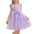 thumbnail image 4 of ITSAME Girls Dresses, Ruffled Sleeveless Cute Bow Round Neck Fashion Princess Tulle Dress for Kids Purple 1-2T, 4 of 7