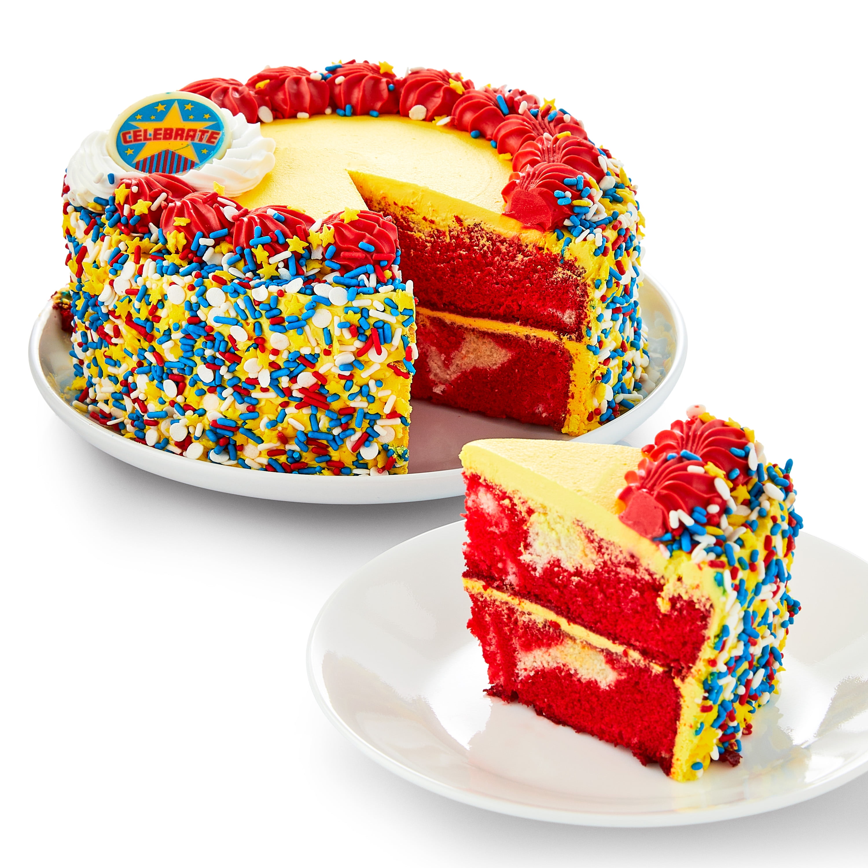 Freshness Guaranteed 7-Inch Color Blast Marble Celebrate Cake, 35 oz (Refrigerated)