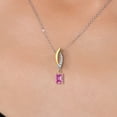thumbnail image 3 of Gem Stone King 925 Silver and 10K Yellow Gold Pink Moissanite and White Lab Grown Diamond Pendant Necklace for Women | 0.60 Cttw | Gemstone Birthstone | Octagon 6X4MM | With 18 inch Chain, 3 of 6