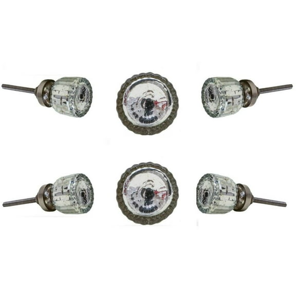 Set of Six Edith Mirror Glass Cabinet Knobs