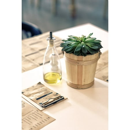 Restaurant Decor - LAMINATED POSTER Plant Restaurant Table Wood Oil Menu Decor Paper Poster 24x36 Decal