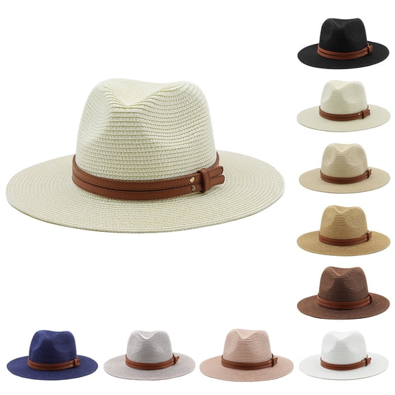 jiaxiM Womens Sun Hat Handmade Foldable Straw Hat Women's All Season Straw Sun Hat with Strap for Casual Outings & Adventures