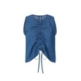 thumbnail image 5 of 3x1 Women's ELEONORA Corin Crew Neck Sleeveless Drawstring Chambray Top M, 5 of 10