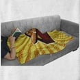 thumbnail image 6 of Cigar Soft Flannel Fleece Throw Blanket, Cigar Box Pop Art Style Illustration on a Starburst Rays Background, Cozy Plush for Indoor and Outdoor Use, 50" x 70", Yellow Orange, by Ambesonne, 6 of 6