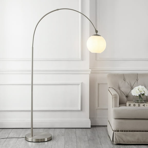 JONATHAN Y Nora 71" Coastal Vintage Iron LED Floor Lamp, Nickel/White, JYL3089B