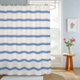 thumbnail image 4 of Shower Curtains for Bathroom, Navy Blue Striped Waterproof Fabric Shower Curtain, Rustic Blue Stripe Modern Art Beige Decorative Bathroom Curtain for Bathtub, 36"x72", No Hooks Included, 4 of 9