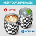 thumbnail image 4 of 12oz Stemless Wine Tumblers Black and White Wavy Checkerboard Pattern Vacuum Insulated Stainless Steel Travel Tumbler Cups Mug with Lid and Straw for Champaign,Cocktail,Beer with Cleaning Brush, 4 of 5