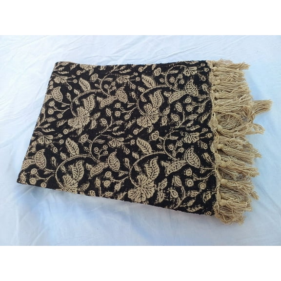 Handmade Throw Handblock print Throw Cotton Throw Blanket Sofa Décor Room Décor Tassels Hand Loomed Block Print Cotton Twin, Queen size