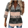thumbnail image 1 of Moda mujer estampado Casual manga larga Turndown Collar botón camisa Tops Fridja bvmnju7295, 1 of 1