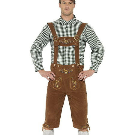 Adult's Mens Deluxe Traditional Hanz Oktoberfest Bavarian Lederhosen Costume