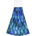 thumbnail image 2 of SKYSONIC 12"x17" Hanging Kitchen Hand Towels Dishcloths Sets with Loop, Hand Drawn Watercolor Fish Scale Absorbent Hand Towels 2 Piece Sets Blue Fish Tail, 2 of 6