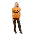 thumbnail image 2 of Onlypjs Halloween Family Matching Pajamas Set Pumpkin Face Sleepwear Orange Short Sleeve Top and Black Printed Pants Holiday Loungewear Outfit, 2 of 5