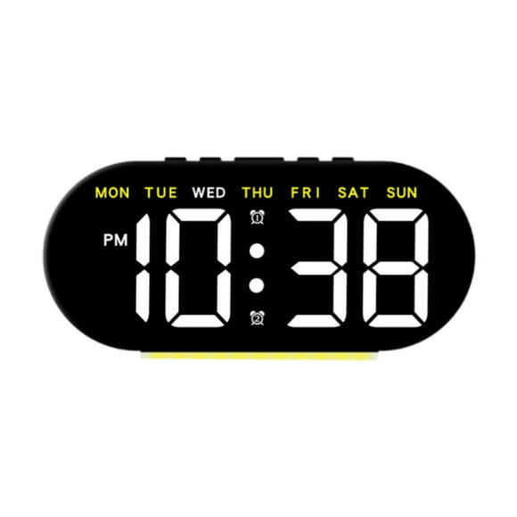 Reloj despertador digital LED moderno y ajustable para escritorio, ideal para el hogar, el dormitorio y la oficina. Luz amarilla