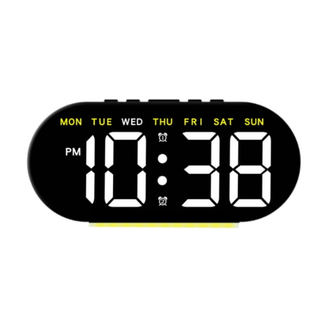 Pantalla de temperatura del reloj de alarma digital LED Pantalla de 4 niveles con luz ambiental Fecha de luz CLAVE de TABLA para LA OFICINA DEL amarilla