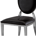thumbnail image 4 of Classic Leatherette Dining Chair Set of 2, Upholstered Side Chair with Mirrored Finish Frame, Oval Backrest and Stainless Steel Legs, Cushion Vanity Chair for Kitchen Dining Room Bedroom, Black, 4 of 5