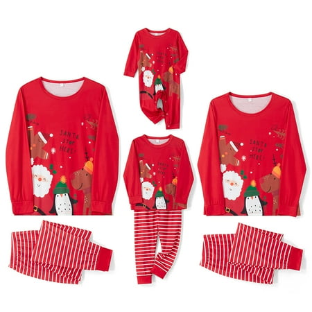 

Ma&Baby Family Matching Christmas Pajamas Set Elf Striped Holiday Xmas Pjs Sleepwear for Couples Kid